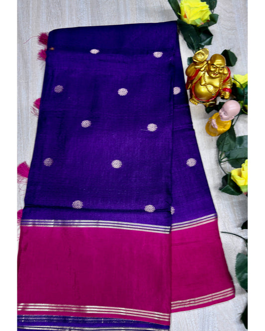 Blue with pink soft silk with butta