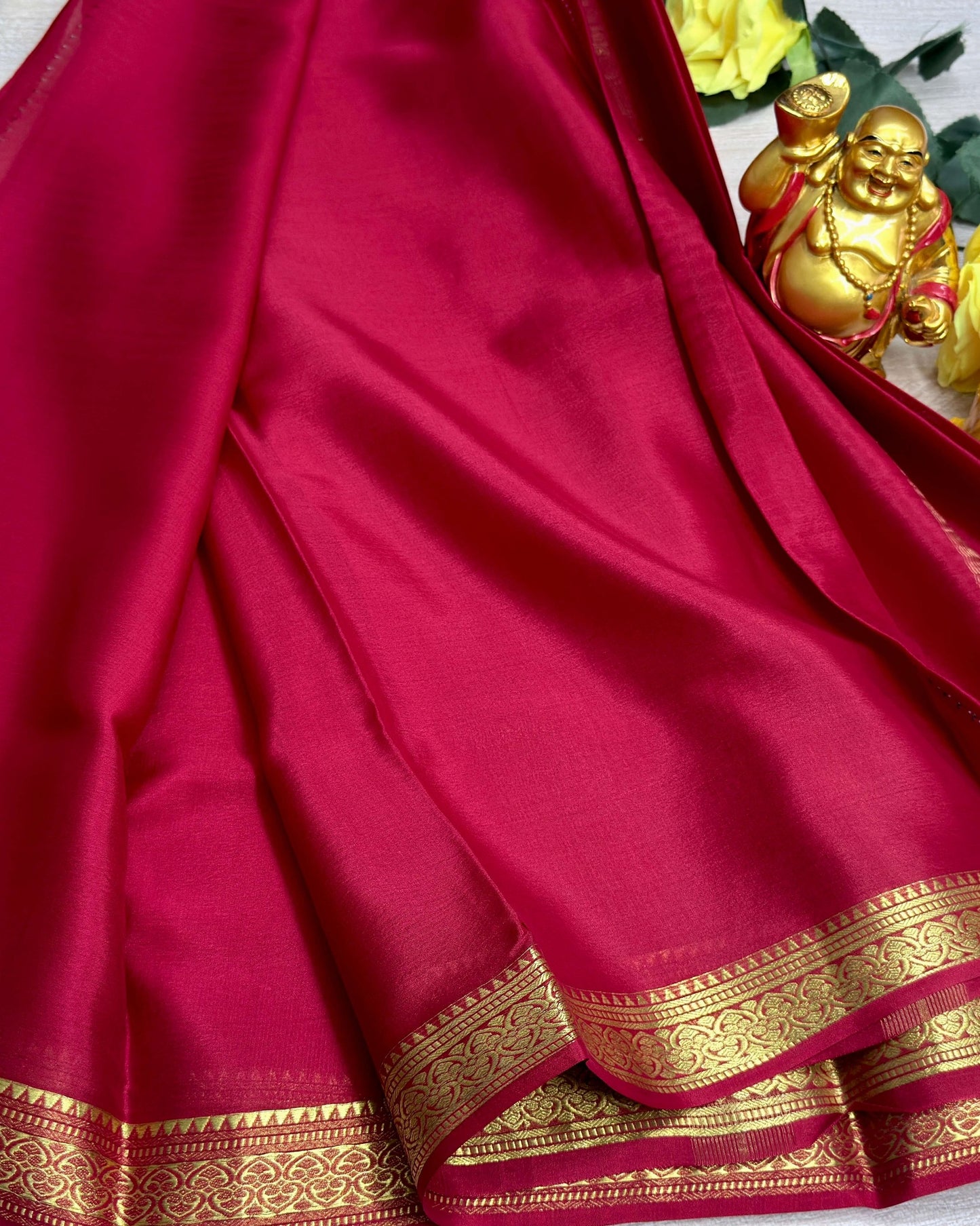 oil Red self 60gsm pure mysore silk