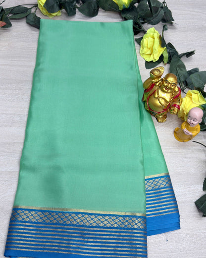 light rexone with blue 60gsm pure mysore silk