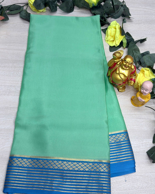 light rexone with blue 60gsm pure mysore silk