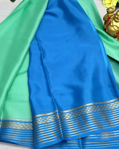 light rexone with blue 60gsm pure mysore silk
