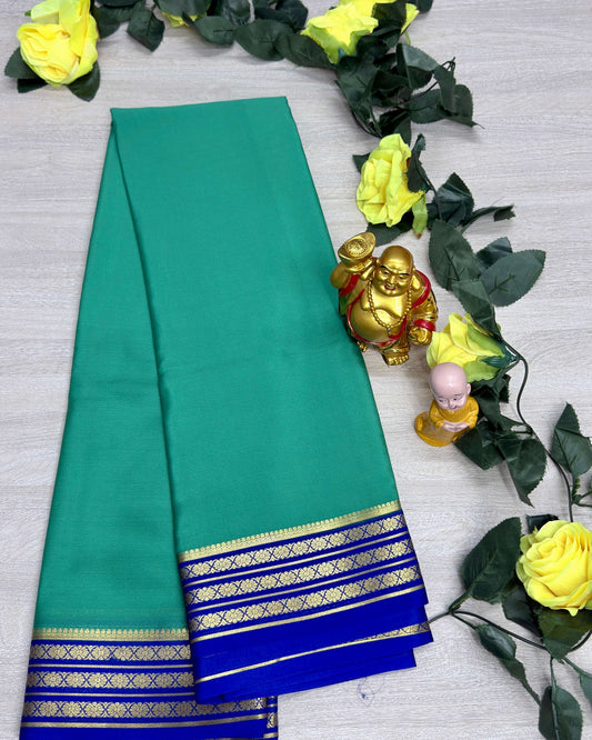 green with blue 60gsm pure mysore silk