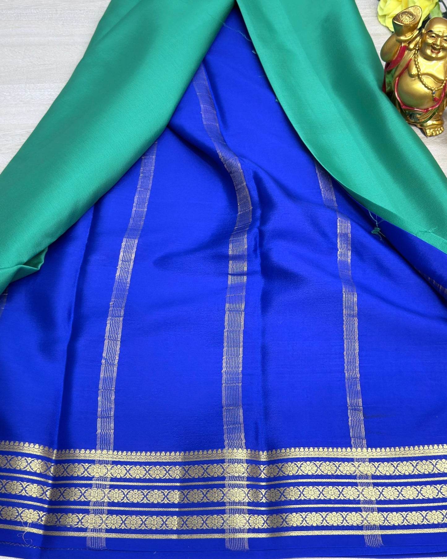 green with blue 60gsm pure mysore silk