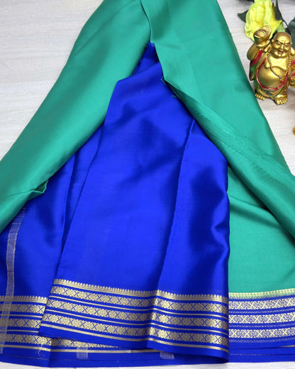 green with blue 60gsm pure mysore silk