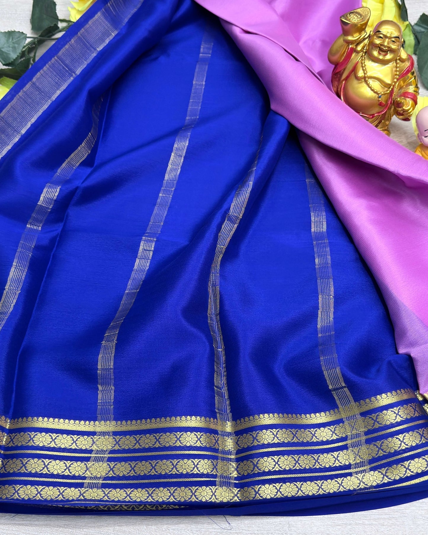 purple with royal blue 60gsm pure mysore silk