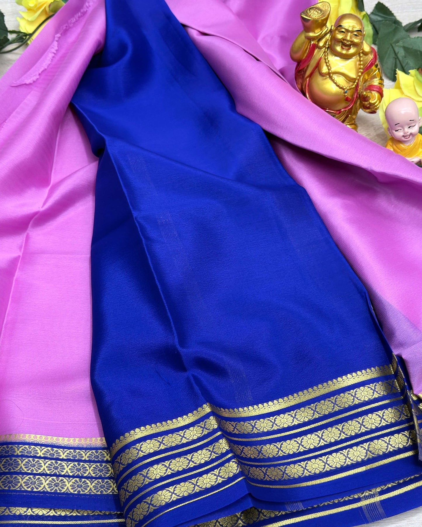 purple with royal blue 60gsm pure mysore silk