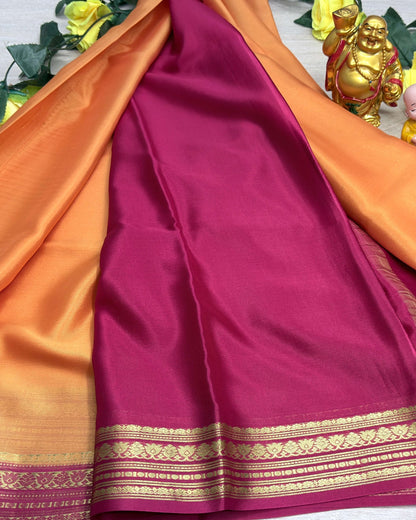 light gold with pink 60gsm pure mysore silk