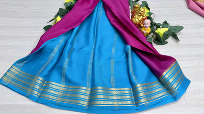 pink with blue 60gsm pure mysore silk