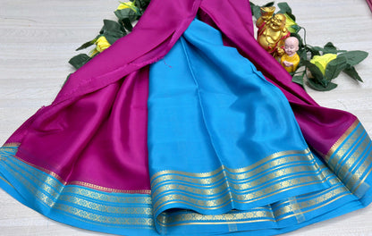 pink with blue 60gsm pure mysore silk