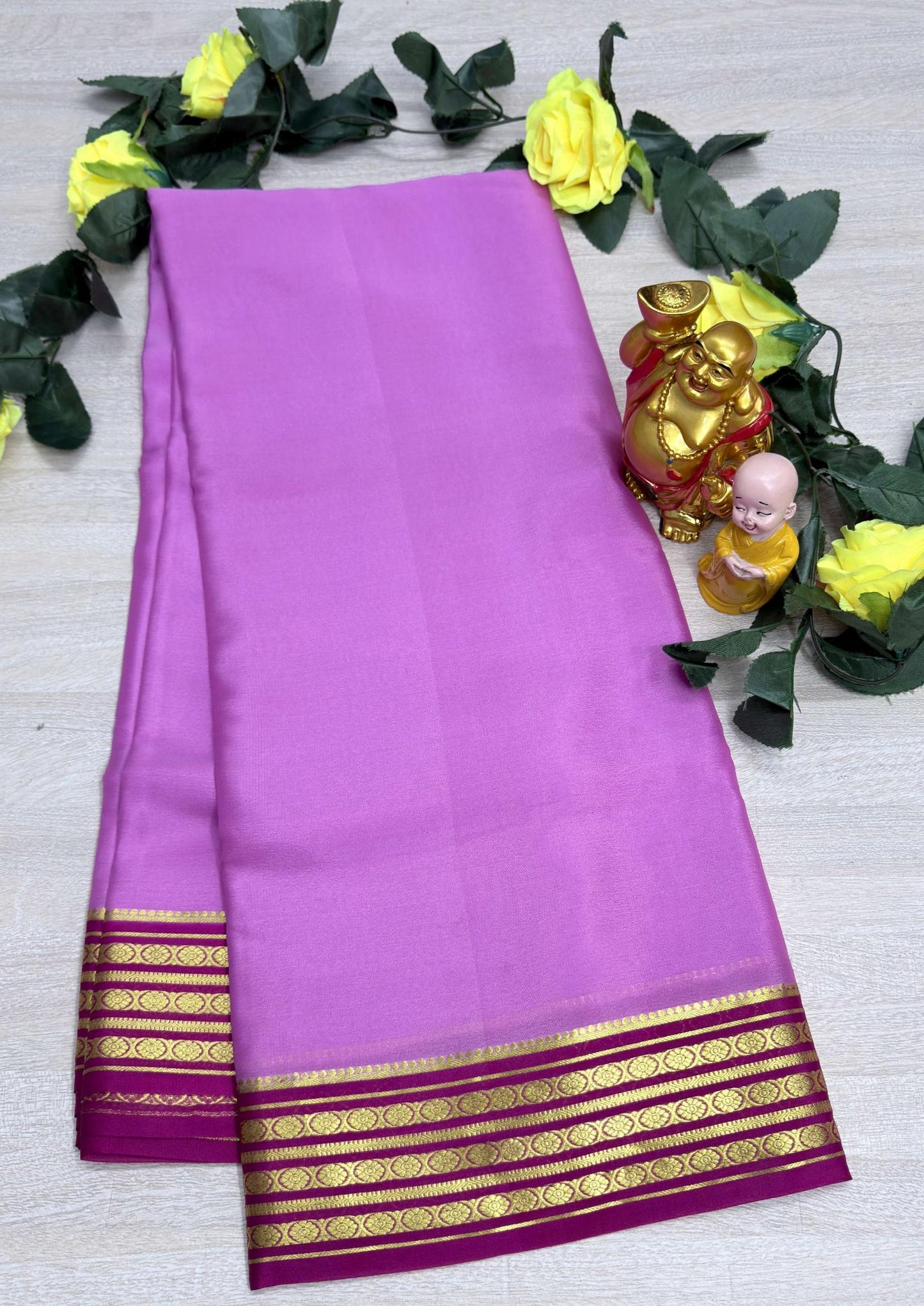 lavander with pink 60gsm pure mysore silk