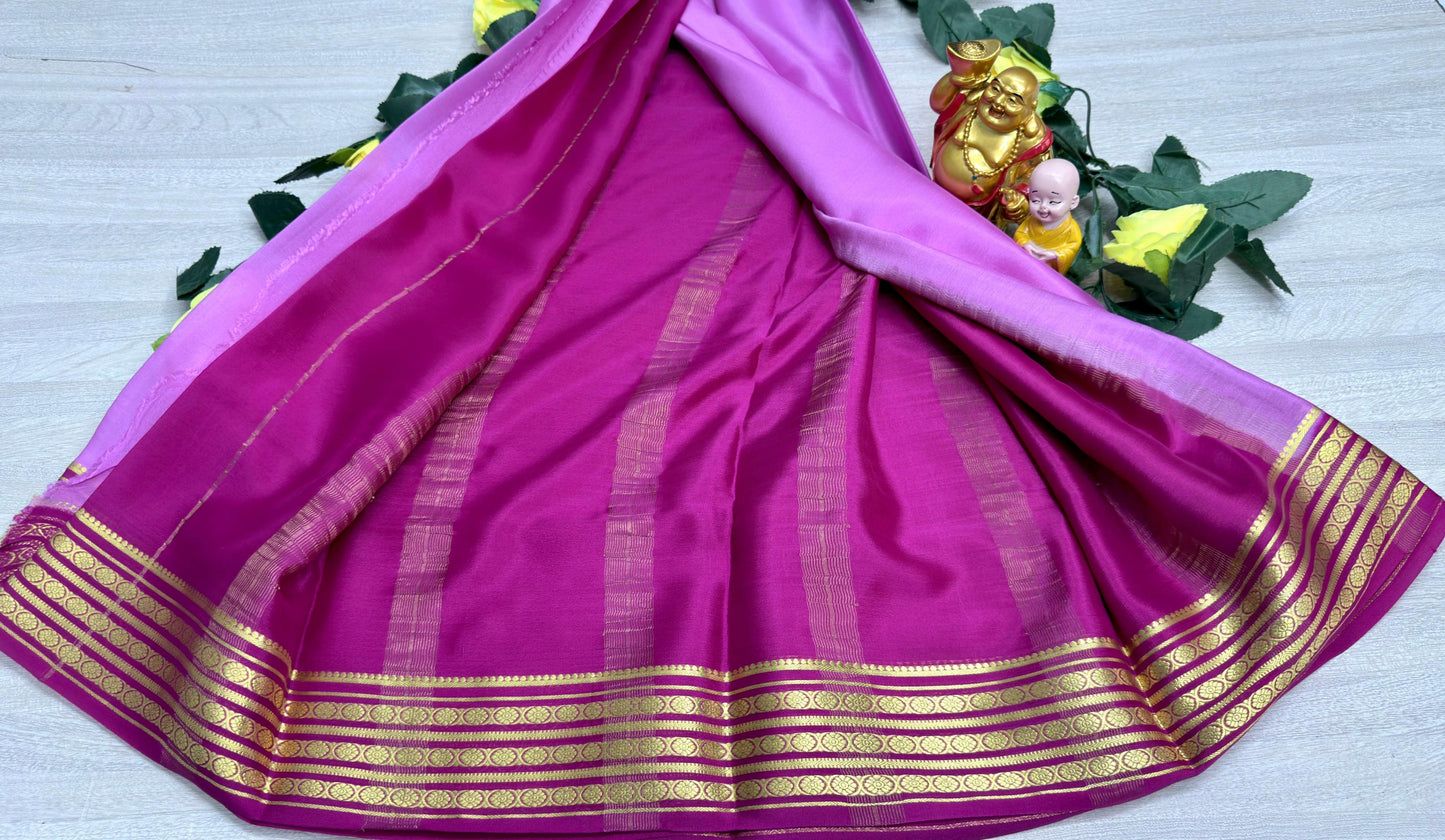 lavander with pink 60gsm pure mysore silk