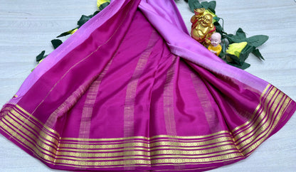 lavander with pink 60gsm pure mysore silk