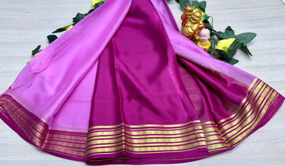 lavander with pink 60gsm pure mysore silk