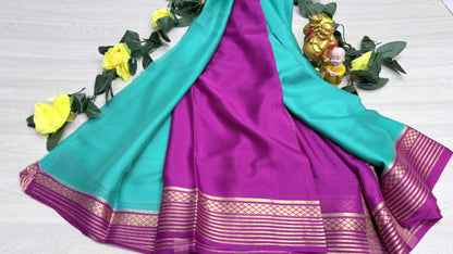 light blue with pink 60gsm pure mysore silk