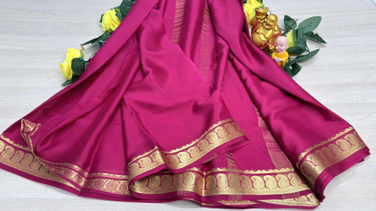 pink self 75gsm pure mysore silk