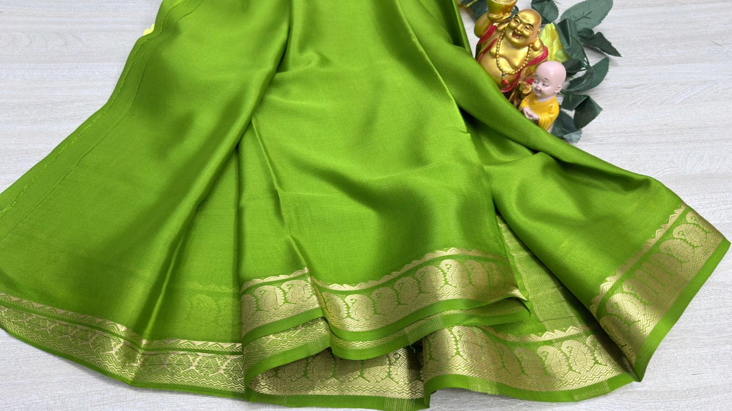 green self 75gsm pure mysore silk
