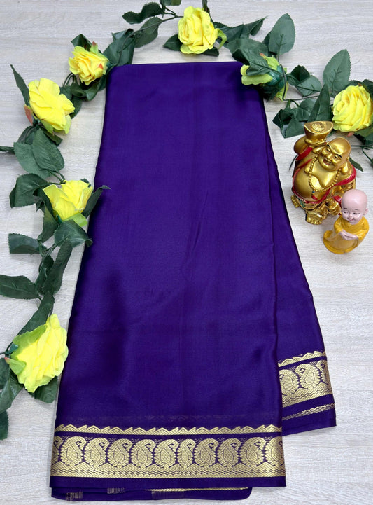 volite blue self 75 gsm pure mysore silk