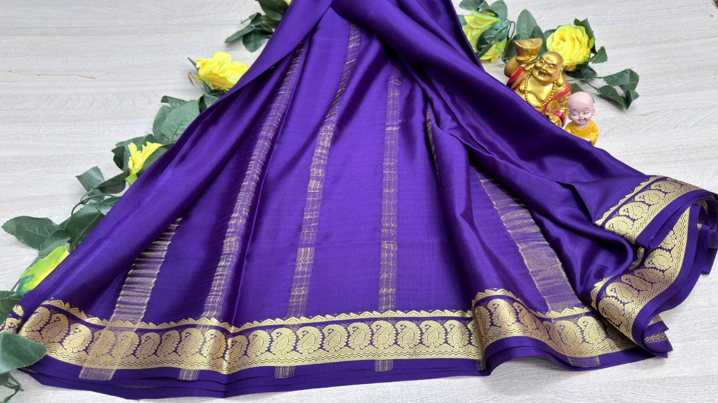 volite blue self 75 gsm pure mysore silk