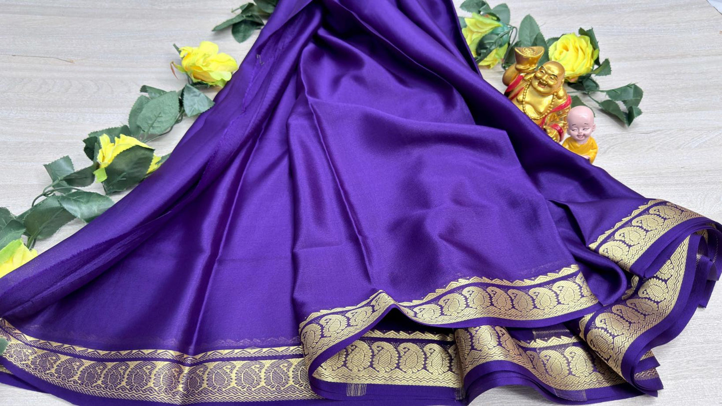 volite blue self 75 gsm pure mysore silk