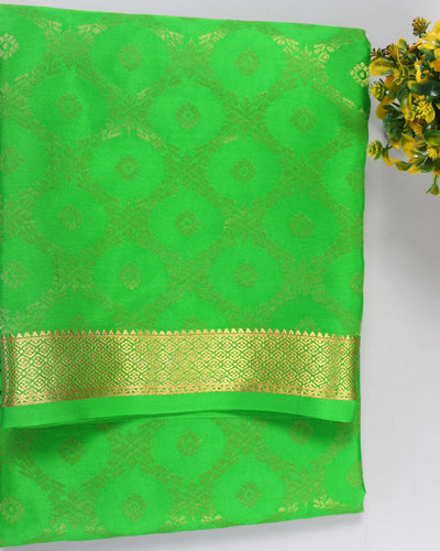 parrot green  brocade butta pure mysore silk