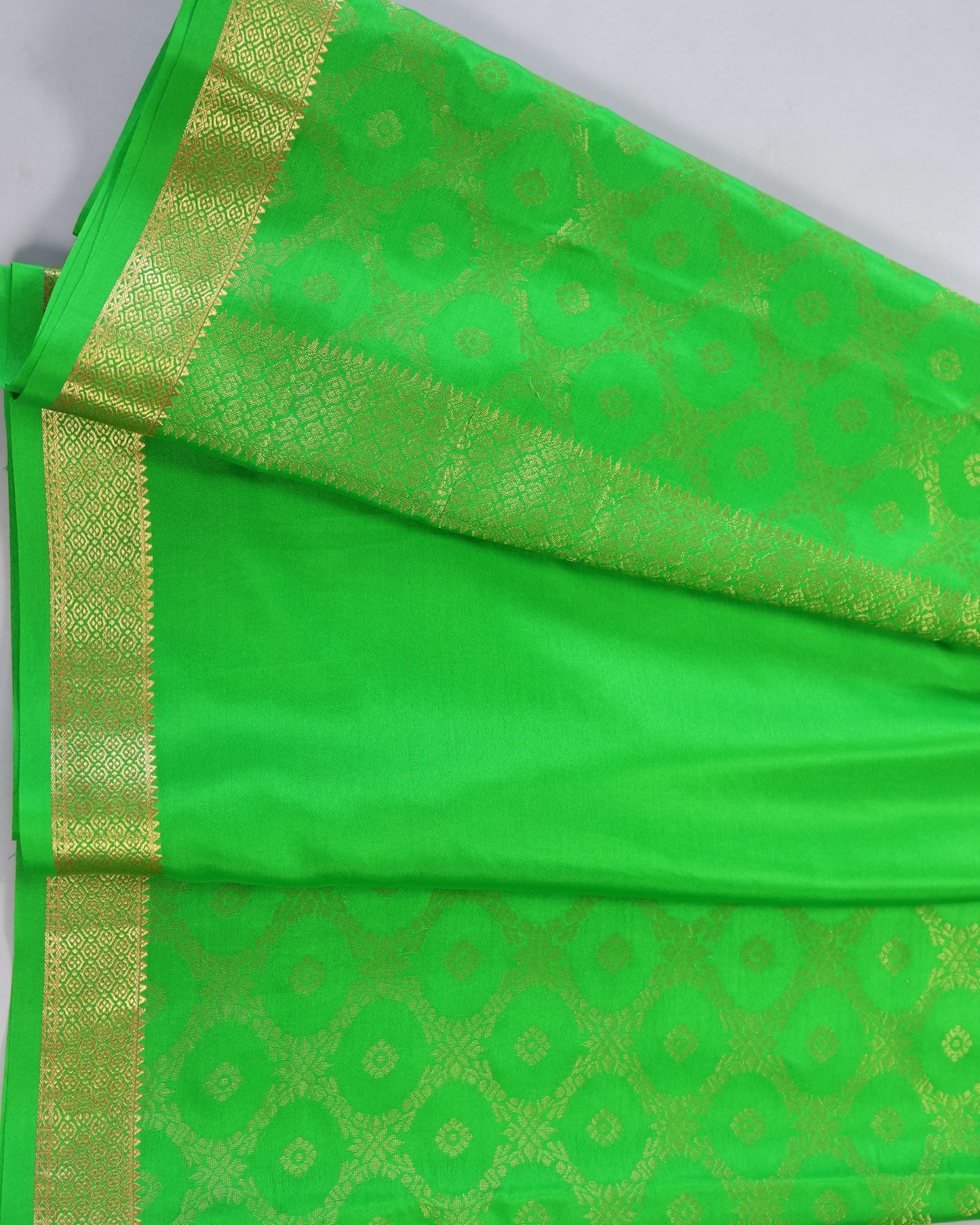 parrot green  brocade butta pure mysore silk