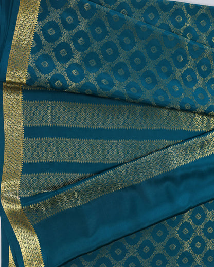 Rama green  brocade butta  pure mysore silk