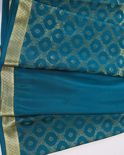 Rama green  brocade butta  pure mysore silk