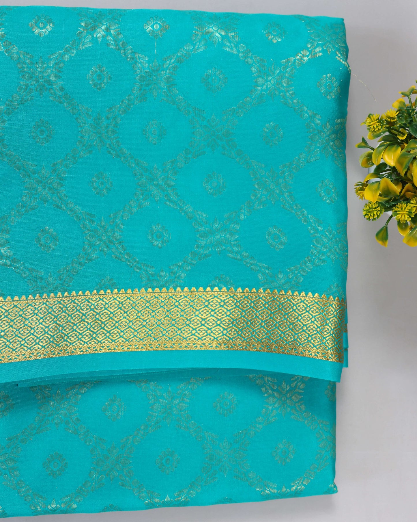 Sky blue brocade butta  pure mysore silk