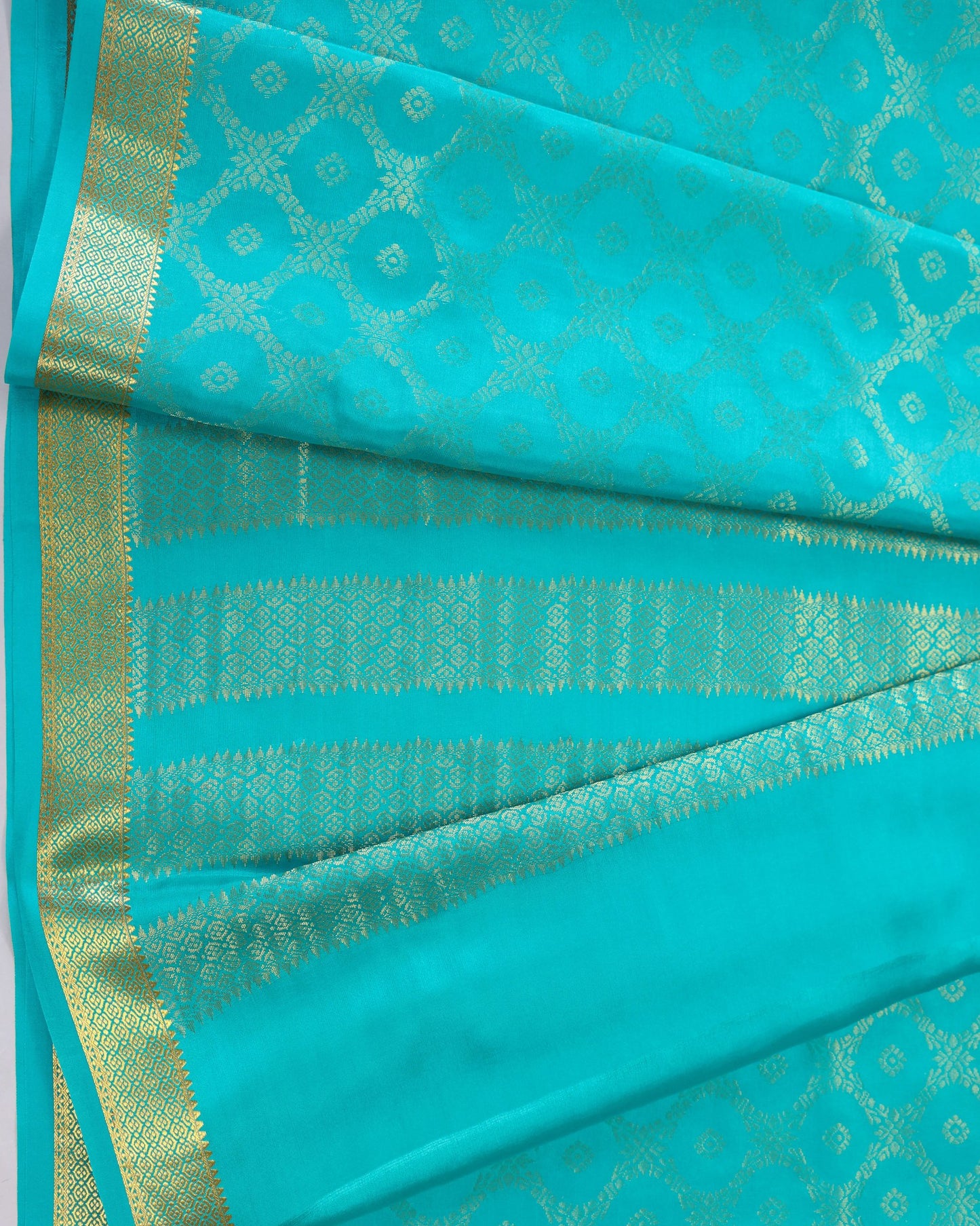Sky blue brocade butta  pure mysore silk