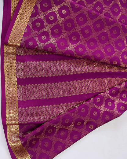 magenta  brocade butta  pure mysore silk