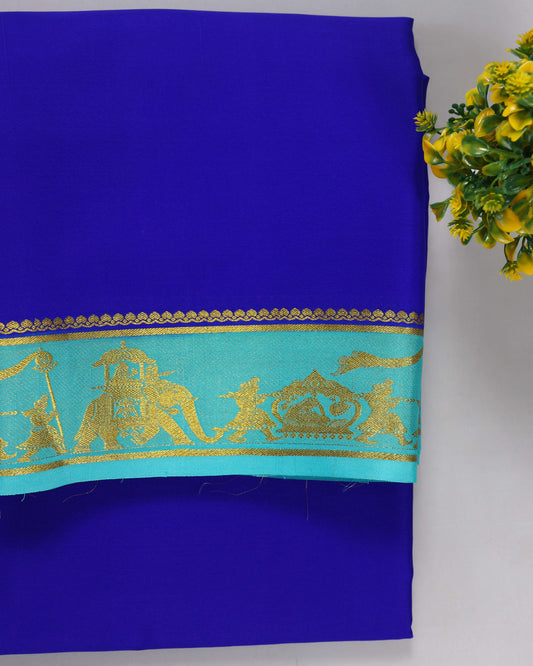 royal blue with sky blue pure mysore silk