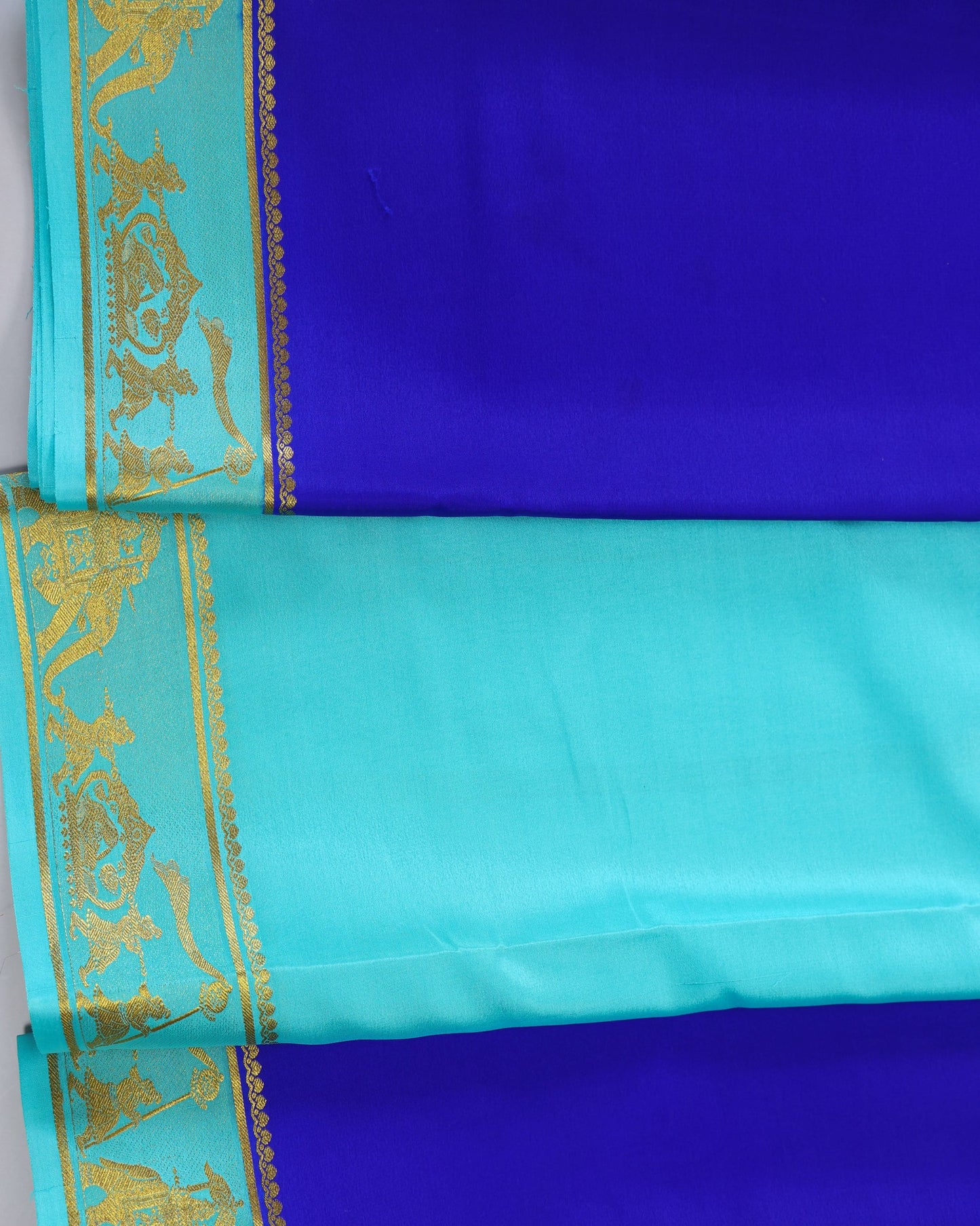 royal blue with sky blue pure mysore silk