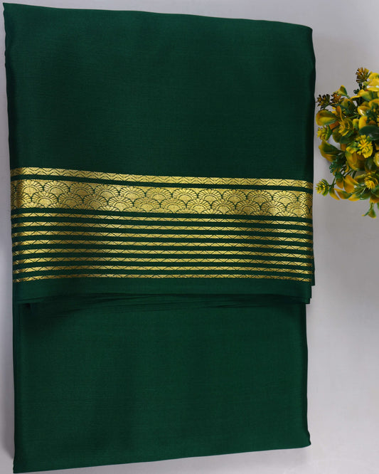 Bottle green self  60gsm  pure mysore silk