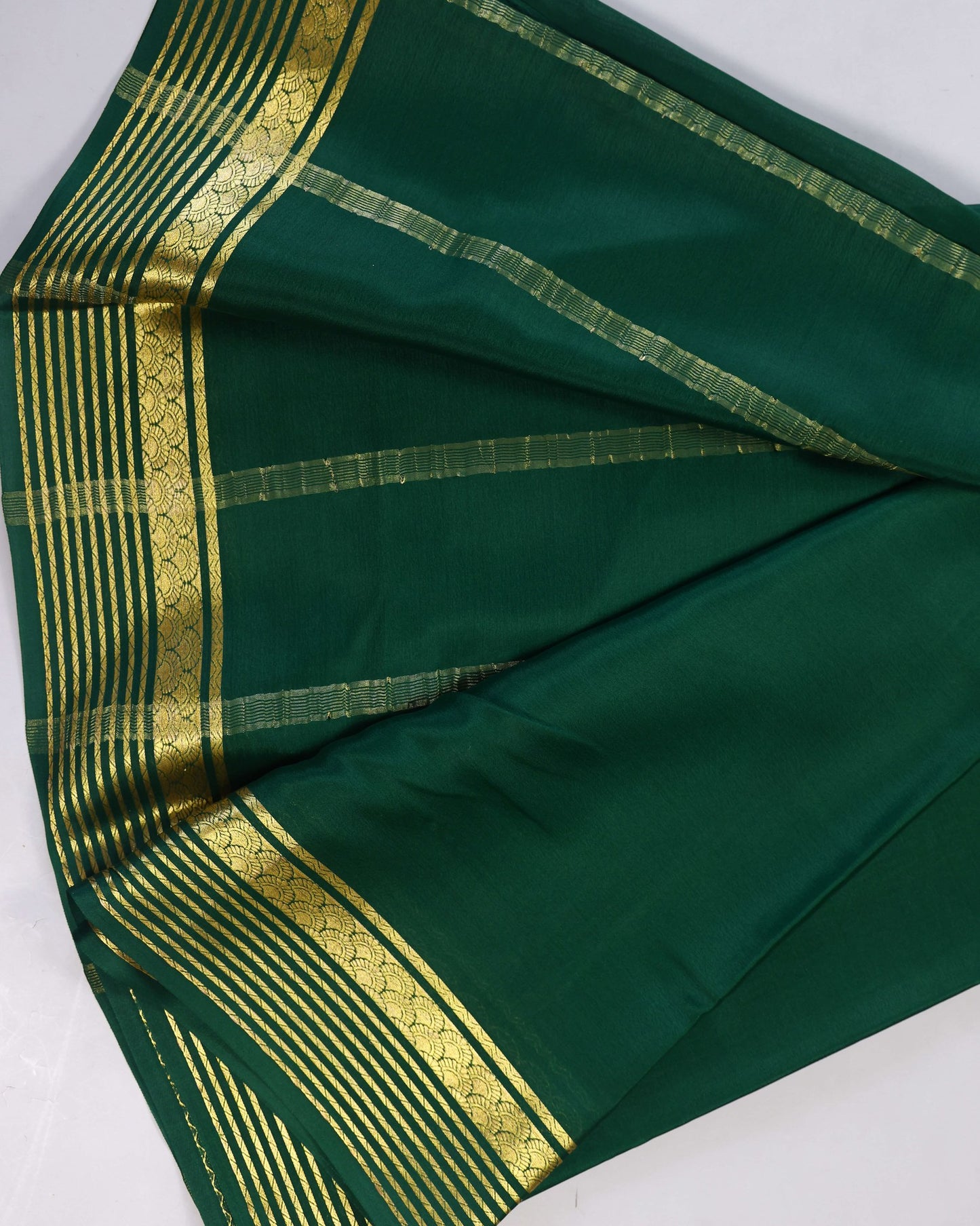 Bottle green self  60gsm  pure mysore silk