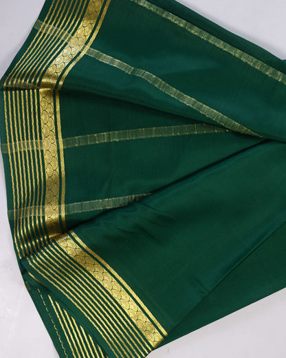 Bottle green self  60gsm  pure mysore silk