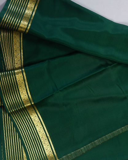 Bottle green self  60gsm  pure mysore silk
