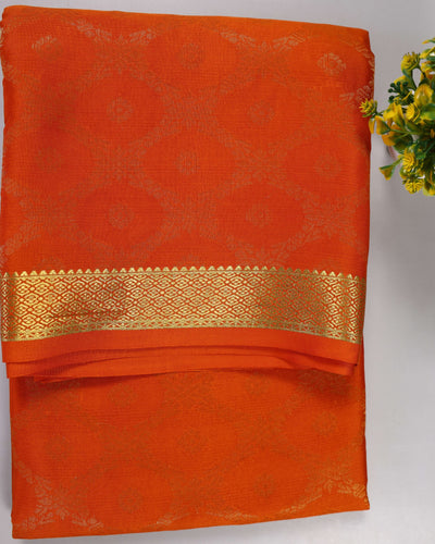 Dark orange  brocade butta  pure mysore silk