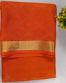 Dark orange  brocade butta  pure mysore silk