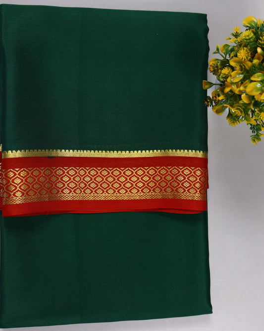 Bottle green with marron 60gsm pure mysore silk