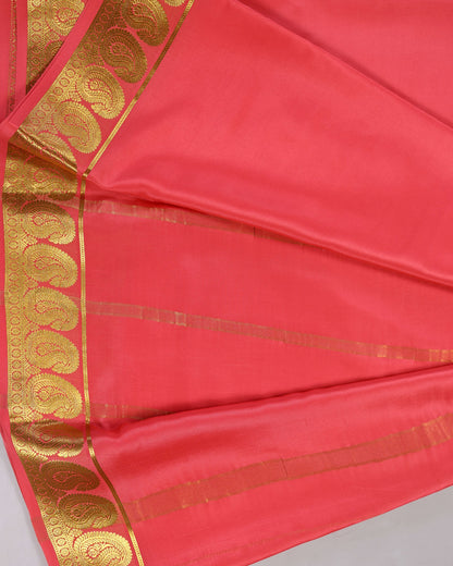 light pink self mango boder pure mysore silk