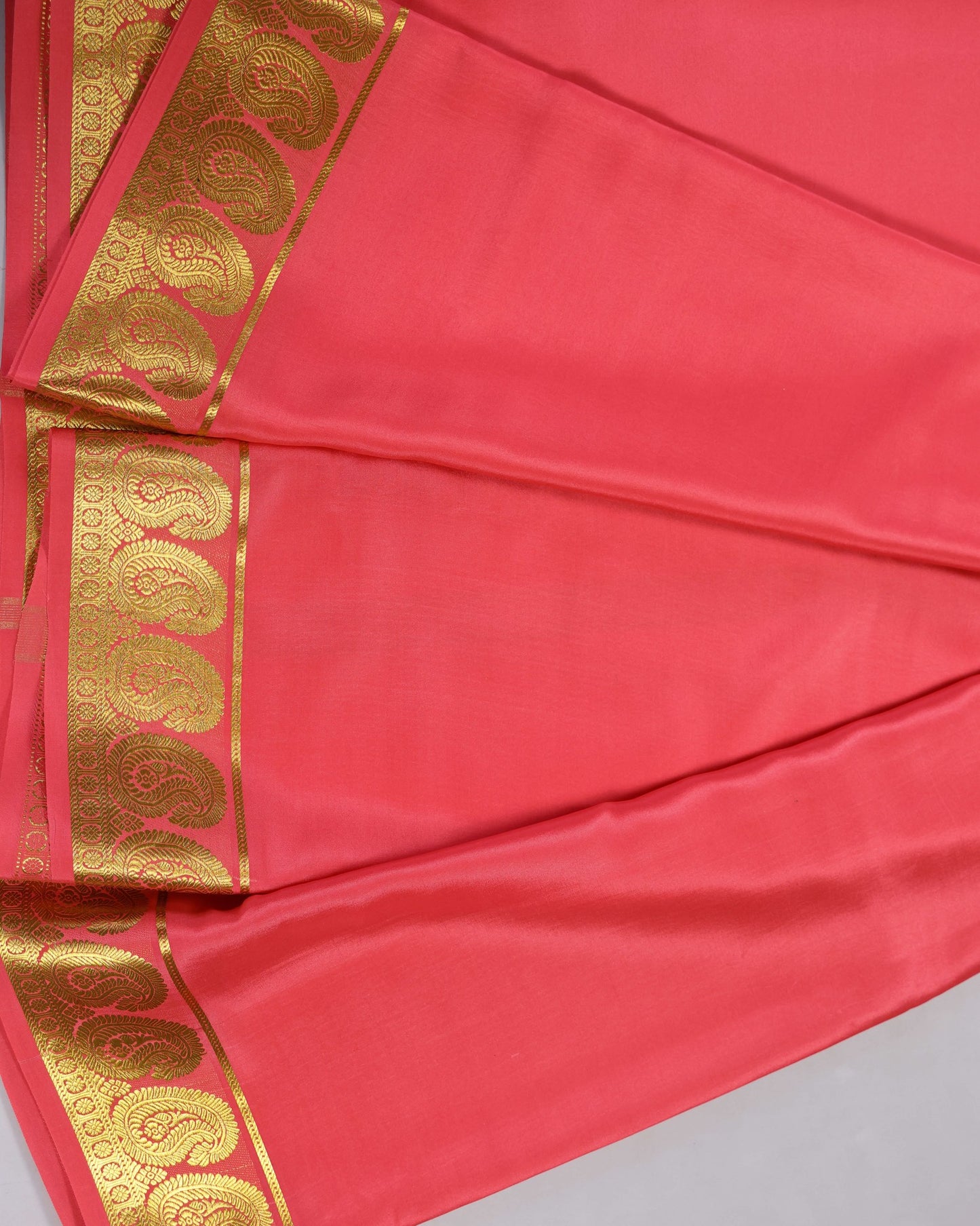 light pink self mango boder pure mysore silk