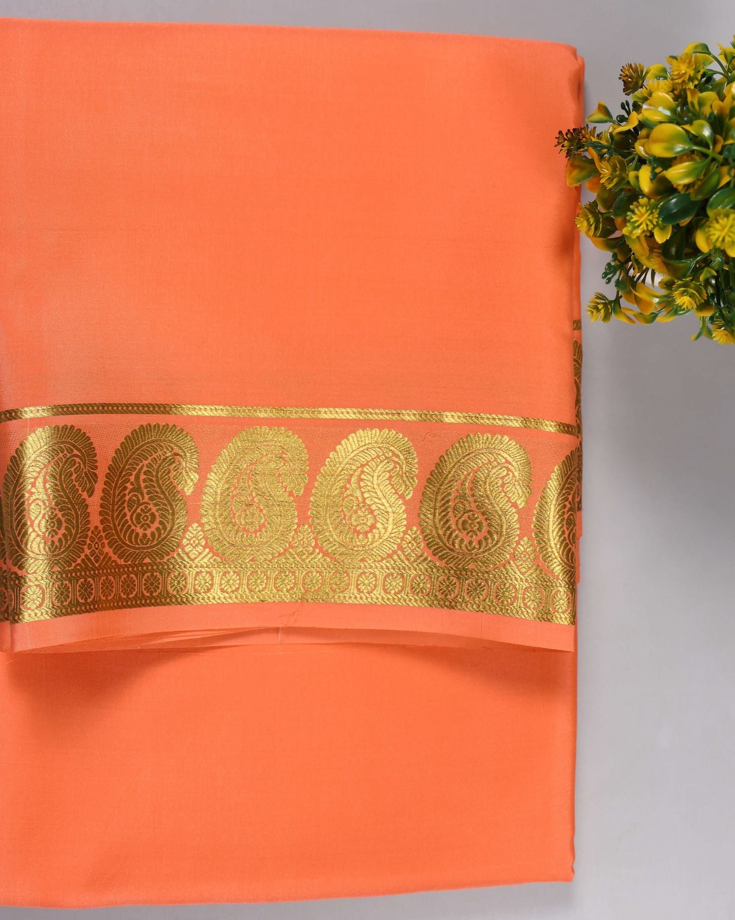 peach self mango boder pure mysore silk