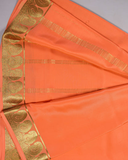 peach self mango boder pure mysore silk