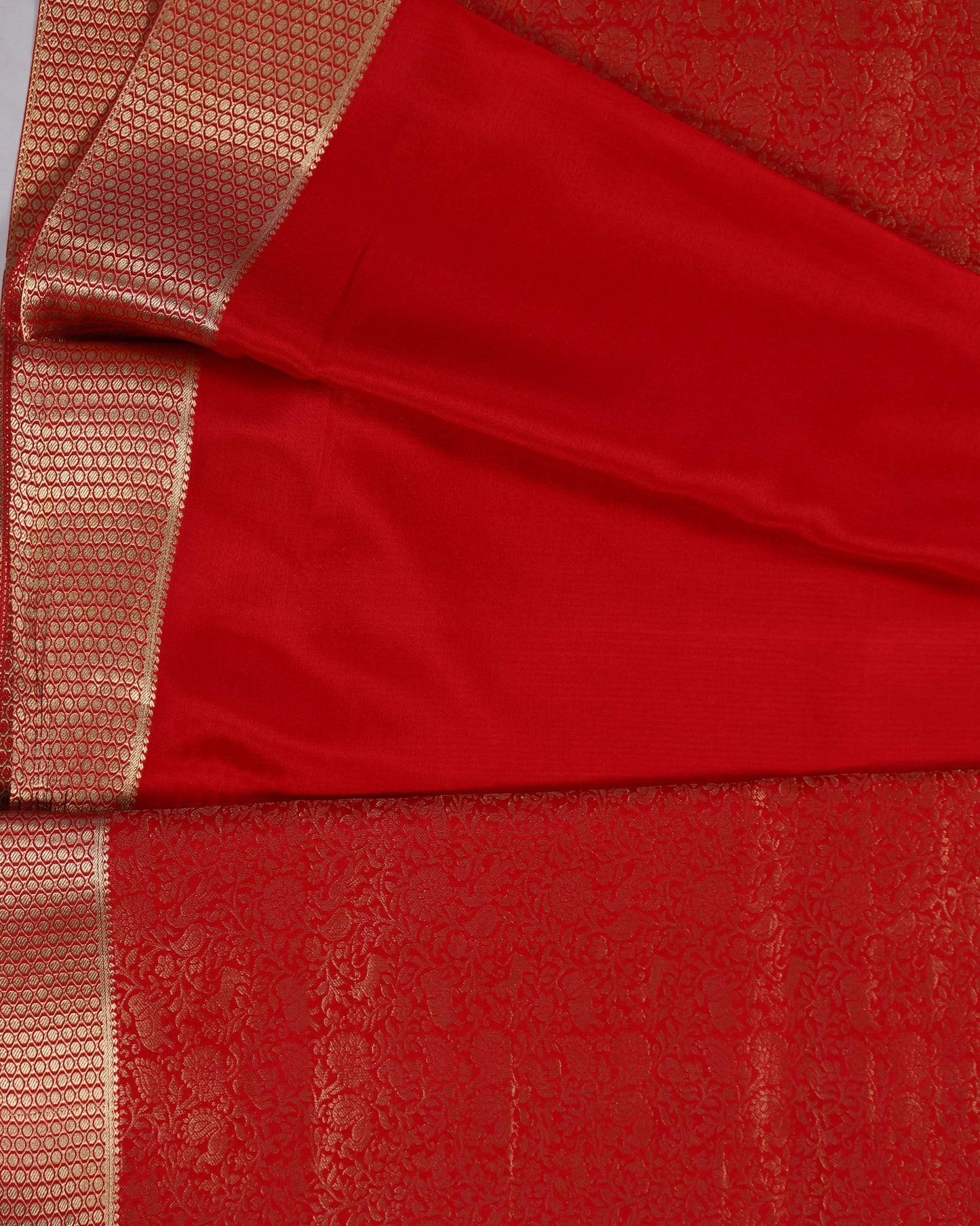 Red blue self brocade butta  pure mysore silk