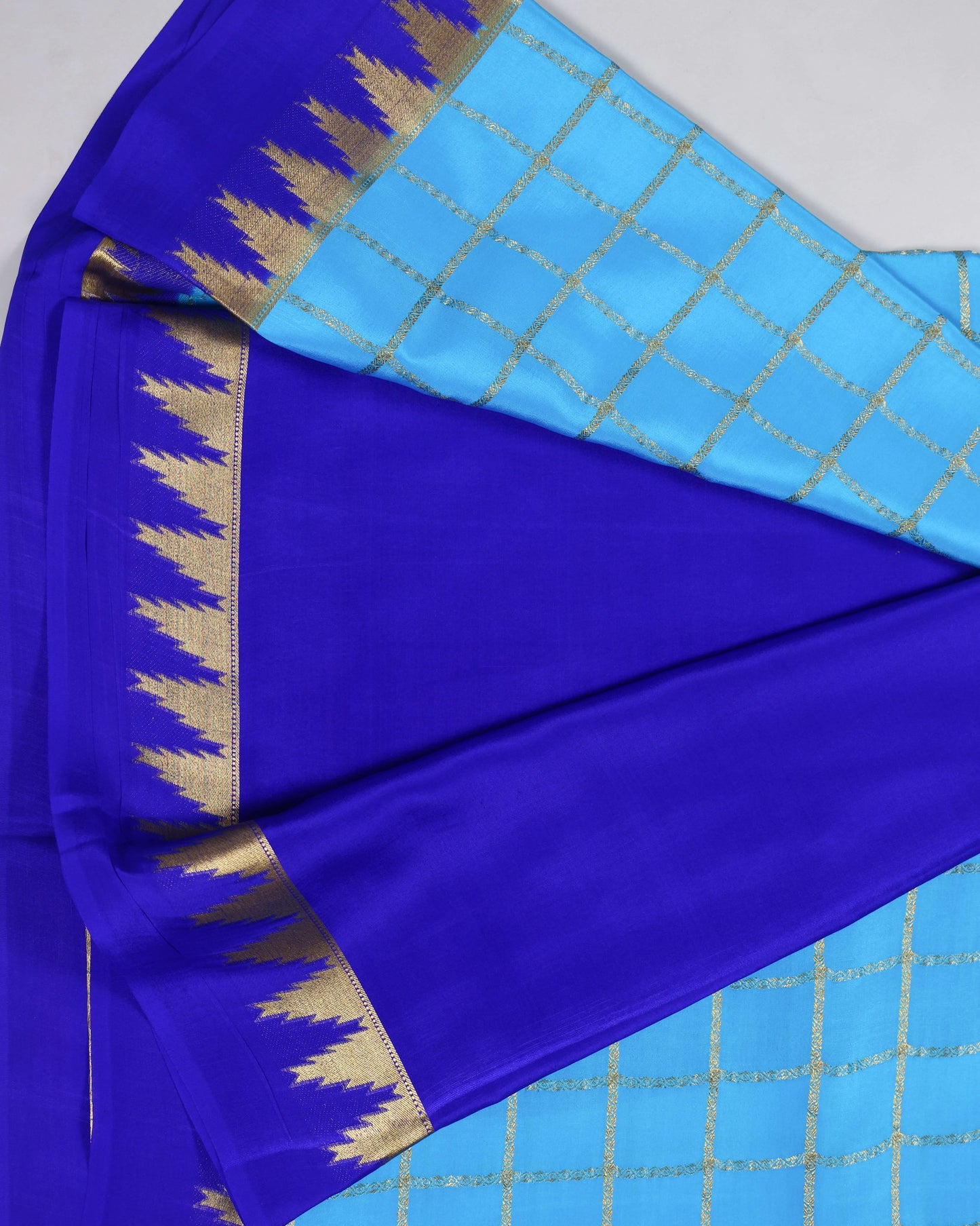 Sky blue with royal blue boder pure mysore silk