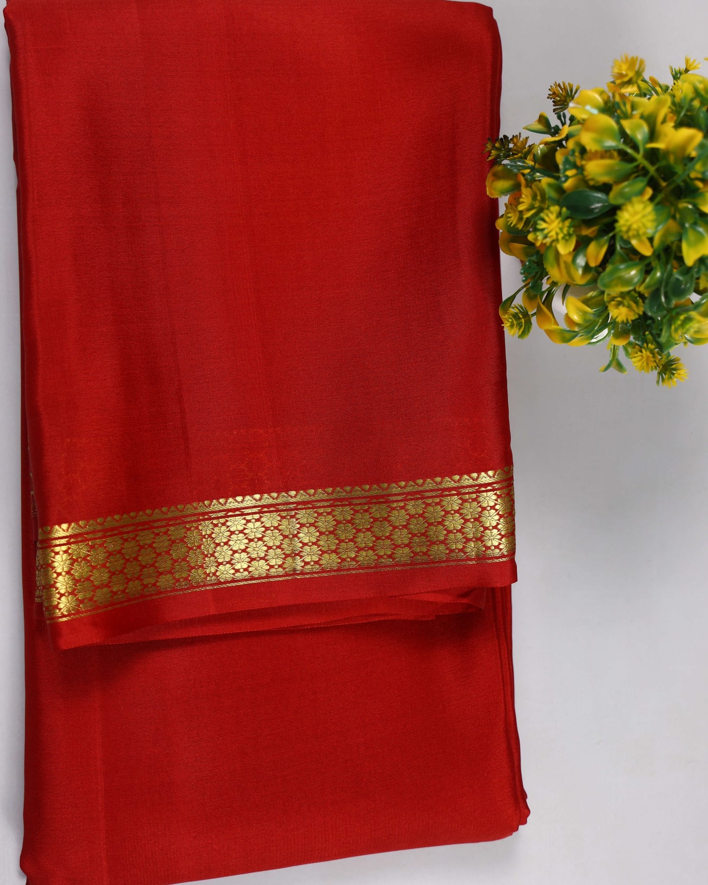 Red self 60gsm pure mysore silk