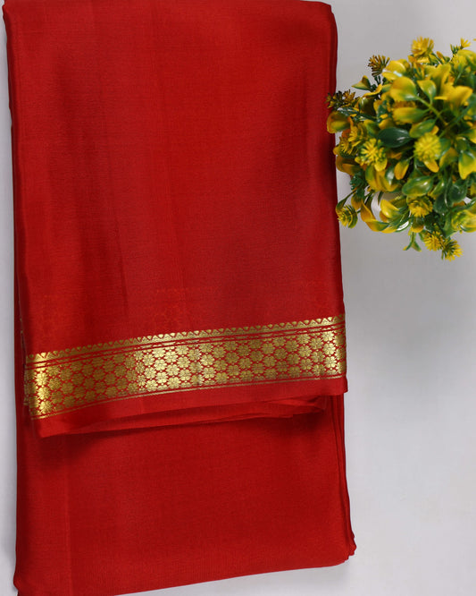Red self 60gsm pure mysore silk