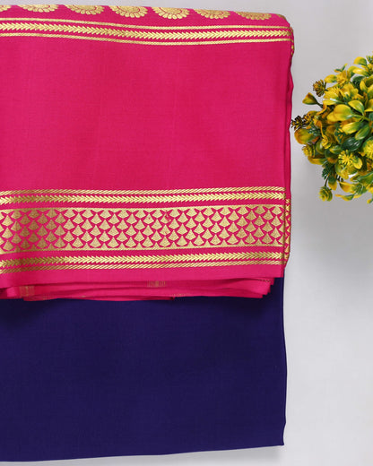 Navi blue with rani pink mango bentex pure mysore silk