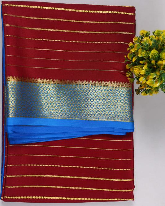 maroon with ananda boder pure mysore silk