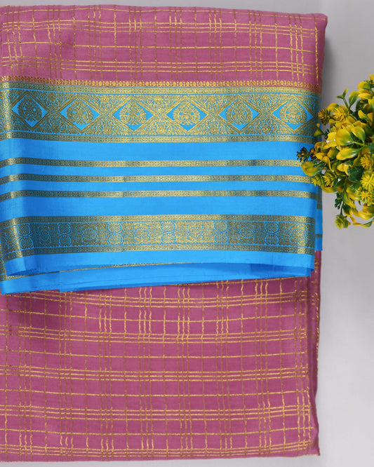 onion pink with ananda boder pure mysore silk